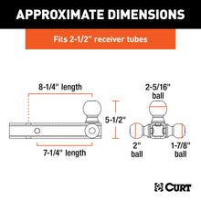 Load image into Gallery viewer, CURT 45651 Multi-Ball Mount (2-1/2" Hollow Shank, 1-7/8", 2" &amp; 2-5/16" Black Balls)