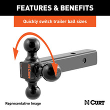 Load image into Gallery viewer, CURT 45651 Multi-Ball Mount (2-1/2" Hollow Shank, 1-7/8", 2" &amp; 2-5/16" Black Balls)