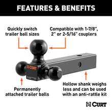 Load image into Gallery viewer, CURT 45652 Multi-Ball Mount (2" Hollow Shank, 1-7/8", 2" &amp; 2-5/16" Black Balls)