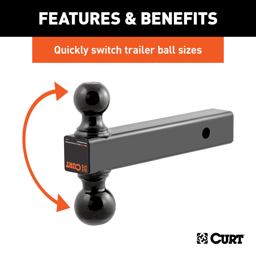 CURT 45660 Multi-Ball Mount (2" Solid Shank, 2" & 2-5/16" Black Balls)