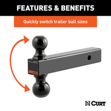 Load image into Gallery viewer, CURT 45660 Multi-Ball Mount (2" Solid Shank, 2" &amp; 2-5/16" Black Balls)