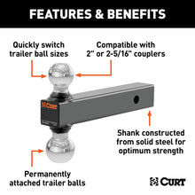 Load image into Gallery viewer, CURT 45665 Multi-Ball Mount (2" Solid Shank, 2" &amp; 2-5/16" Chrome Balls)