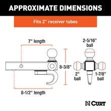 Load image into Gallery viewer, CURT 45675 Multi-Ball Mount with Hook (2" Solid Shank, 1-7/8", 2" &amp; 2-5/16" Chrome Balls)