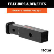 Load image into Gallery viewer, CURT 45770 Receiver Tube Adapter (2" to 1-1/4" Shank, 3,500 lbs. GTW, 4" Length)