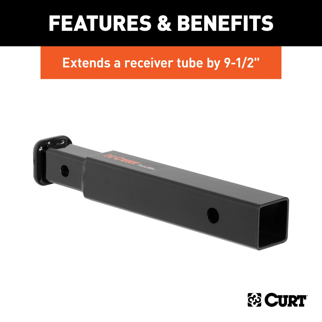 CURT 45775 Receiver Tube Adapter (2" to 1-1/4" Shank, 3,500 lbs. GTW, 9-1/2" Length)