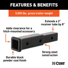 Load image into Gallery viewer, CURT 45781 8" Receiver Tube Extender (2" Hollow Shank, 3,500 lbs.)
