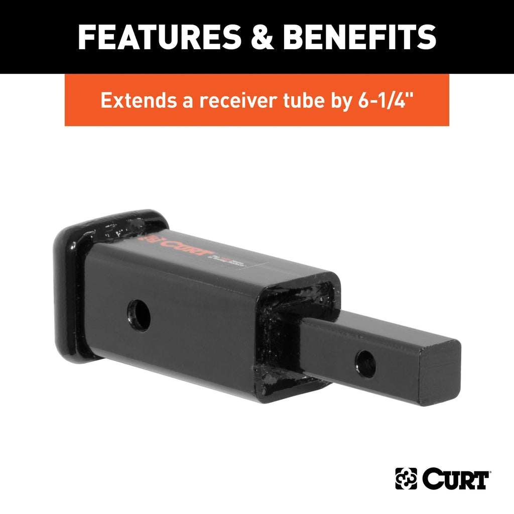 CURT 45785 Receiver Tube Adapter (1-1/4" to 2" Shank, Not for Towing Use, 6-1/4" Length)