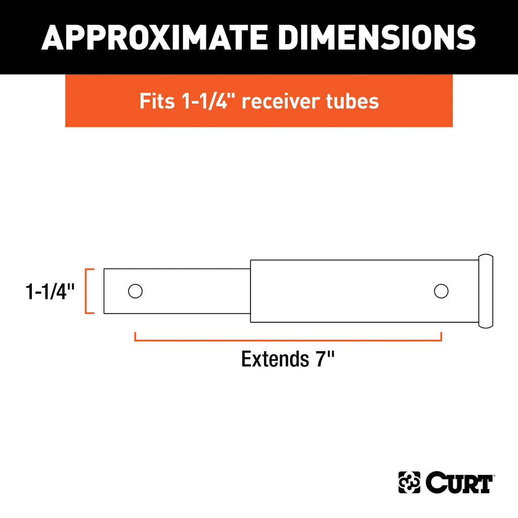 CURT 45789 7" Receiver Tube Extender (1-1/4" Shank, Not for Towing Use)