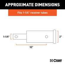 Load image into Gallery viewer, CURT 45790 Receiver Tube Adapter (1-1/4" to 2" Shank, Not for Towing Use, 6-1/4" Length)
