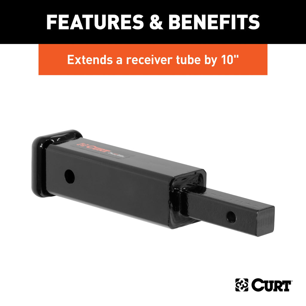 CURT 45790 Receiver Tube Adapter (1-1/4" to 2" Shank, Not for Towing Use, 6-1/4" Length)