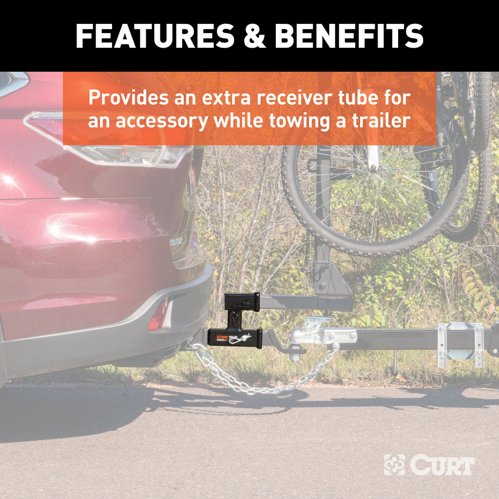 CURT 45792 Dual Receiver Extender (2" Shank, 3,500 lbs, 5-13/16" Rise)