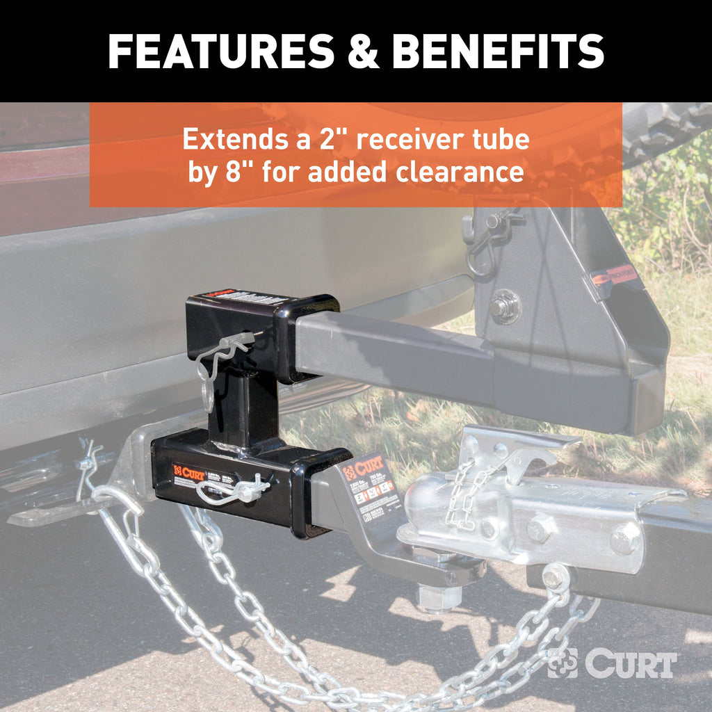 CURT 45792 Dual Receiver Extender (2" Shank, 3,500 lbs, 5-13/16" Rise)