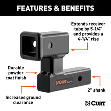 Load image into Gallery viewer, CURT 45794 Raised Receiver Adapter (2" Shank, Not for Towing Use, 4-1/4" Rise)