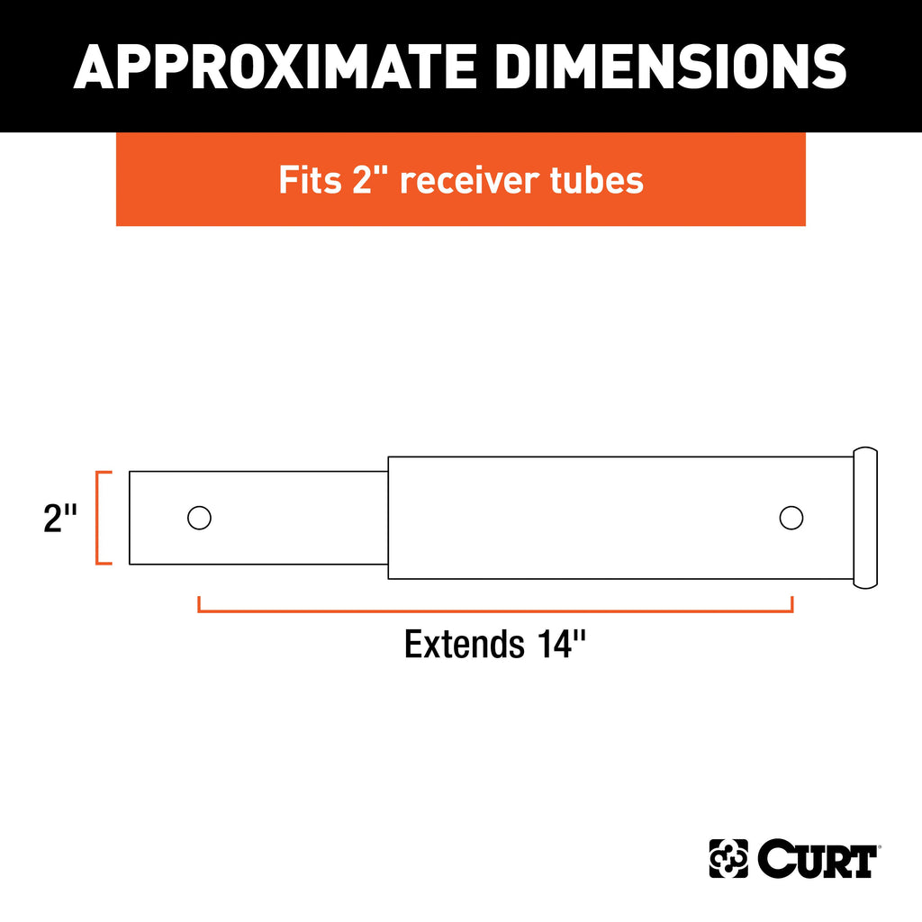 CURT 45795 14" Receiver Tube Extender (2" Shank, 3,500 lbs.)