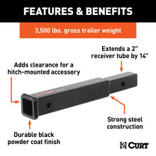 Load image into Gallery viewer, CURT 45795 14" Receiver Tube Extender (2" Shank, 3,500 lbs.)