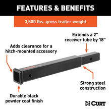 Load image into Gallery viewer, CURT 45796 18" Receiver Tube Extender (2" Shank, 3,500 lbs.)
