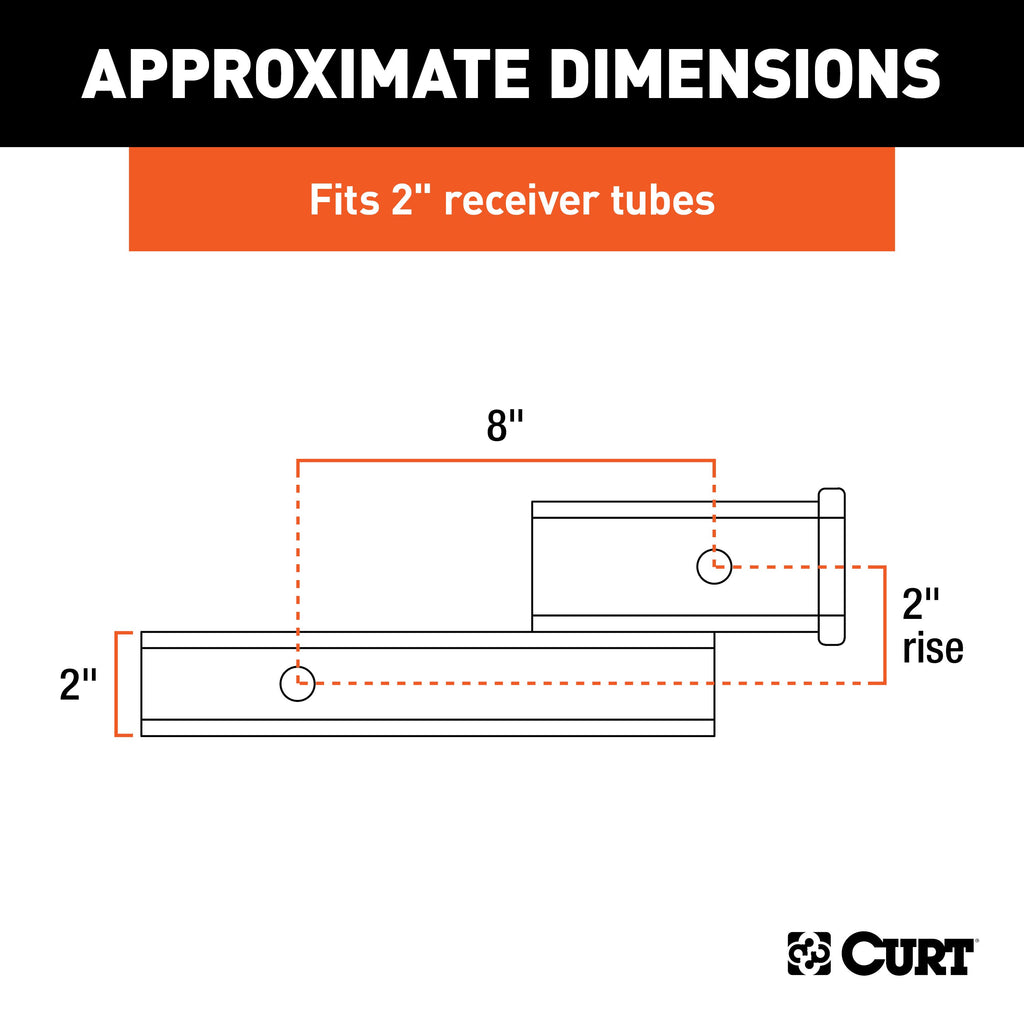 CURT 45797 Receiver Hitch Adapter (2" Shank, 2" Drop, 7,500 lbs.)