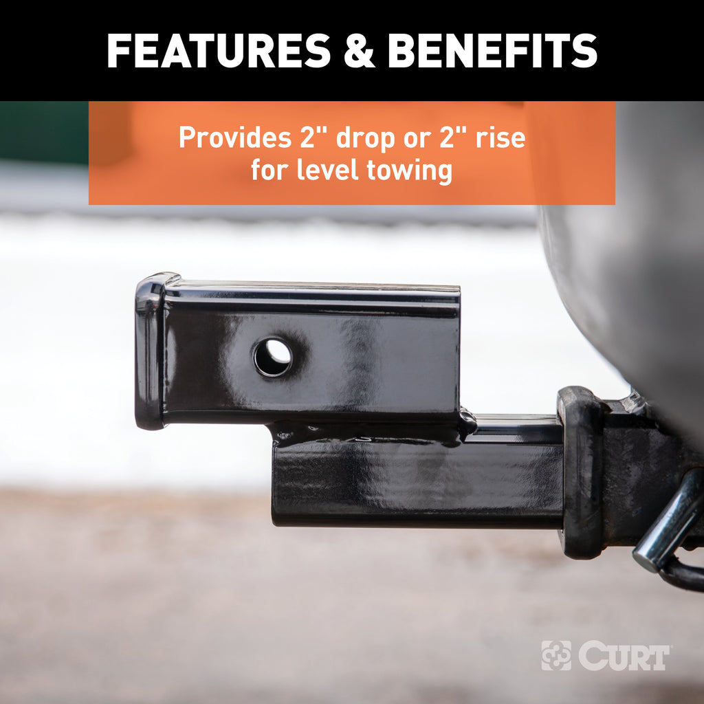 CURT 45797 Receiver Hitch Adapter (2" Shank, 2" Drop, 7,500 lbs.)