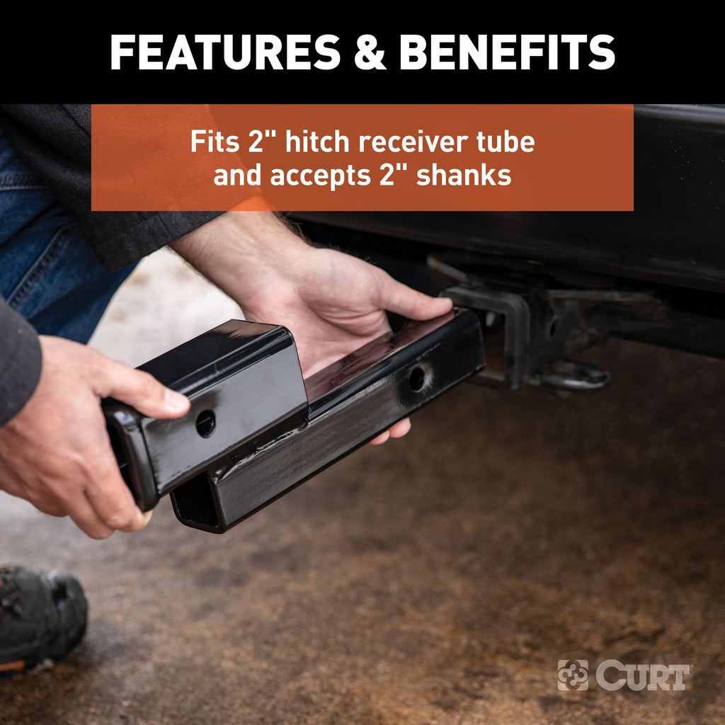 CURT 45797 Receiver Hitch Adapter (2" Shank, 2" Drop, 7,500 lbs.)