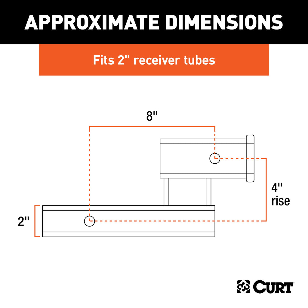 CURT 45798 Receiver Hitch Adapter (2" Shank, 4" Drop, 7,500 lbs.)