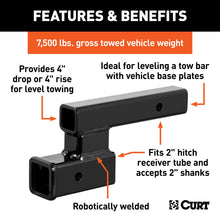 Load image into Gallery viewer, CURT 45798 Receiver Hitch Adapter (2" Shank, 4" Drop, 7,500 lbs.)