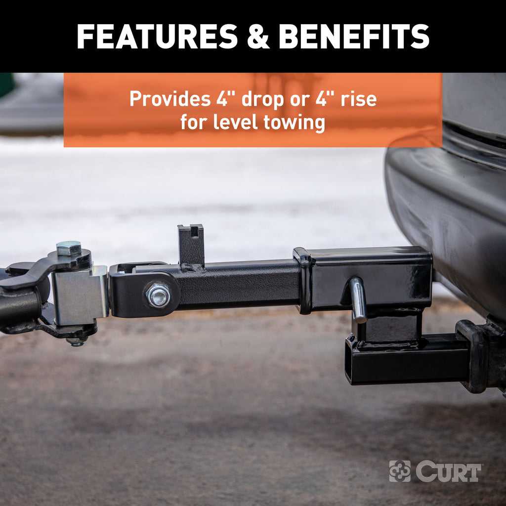 CURT 45798 Receiver Hitch Adapter (2" Shank, 4" Drop, 7,500 lbs.)