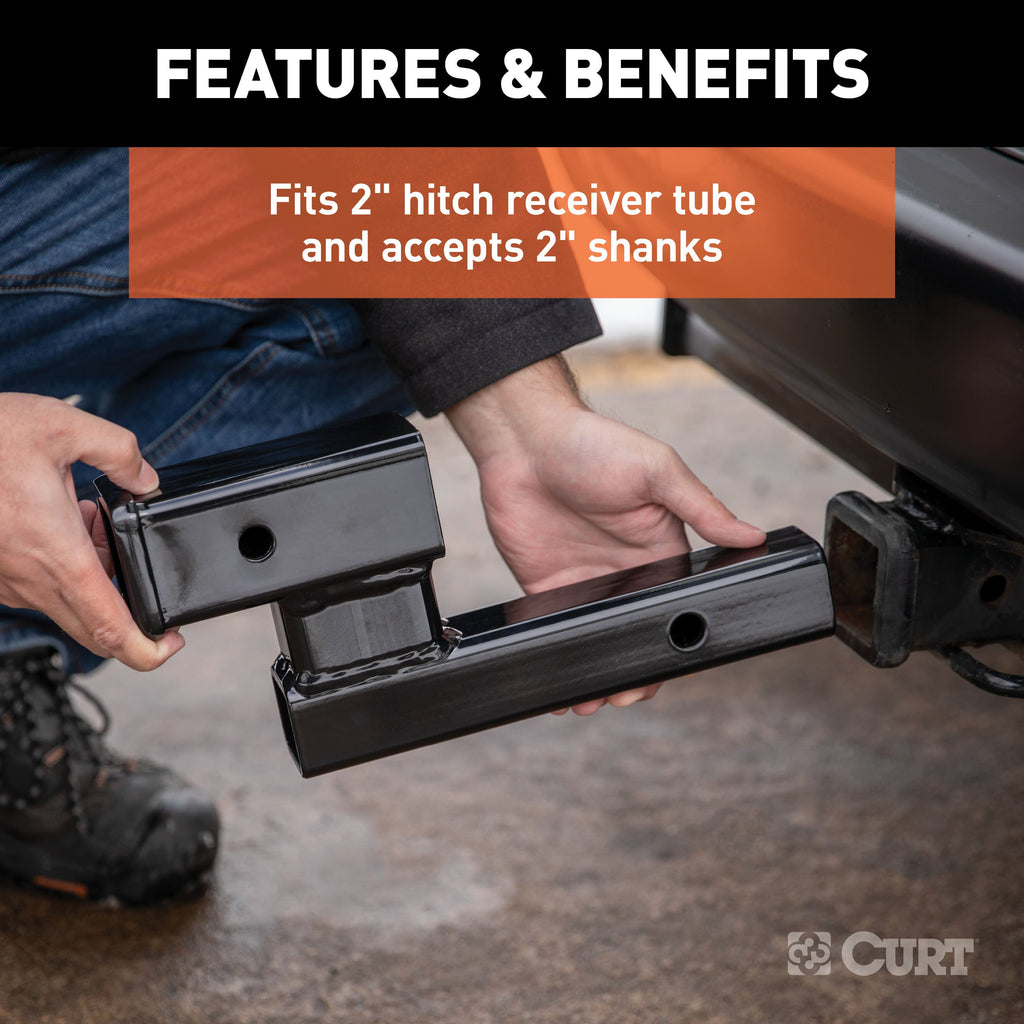 CURT 45798 Receiver Hitch Adapter (2" Shank, 4" Drop, 7,500 lbs.)