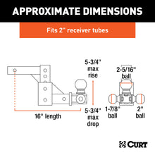 Load image into Gallery viewer, CURT 45799 Adjustable Tri-Ball Mount (2" Shank, 1-7/8", 2" &amp; 2-5/16" Balls)