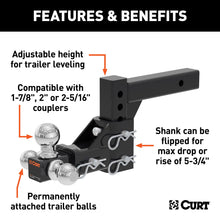 Load image into Gallery viewer, CURT 45799 Adjustable Tri-Ball Mount (2" Shank, 1-7/8", 2" &amp; 2-5/16" Balls)