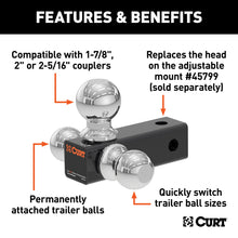 Load image into Gallery viewer, CURT 45800 Replacement Adjustable Tri-Ball Head for #45799