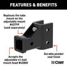 Load image into Gallery viewer, CURT 45802 Replacement Adjustable Tri-Ball Tube Mount for #45799