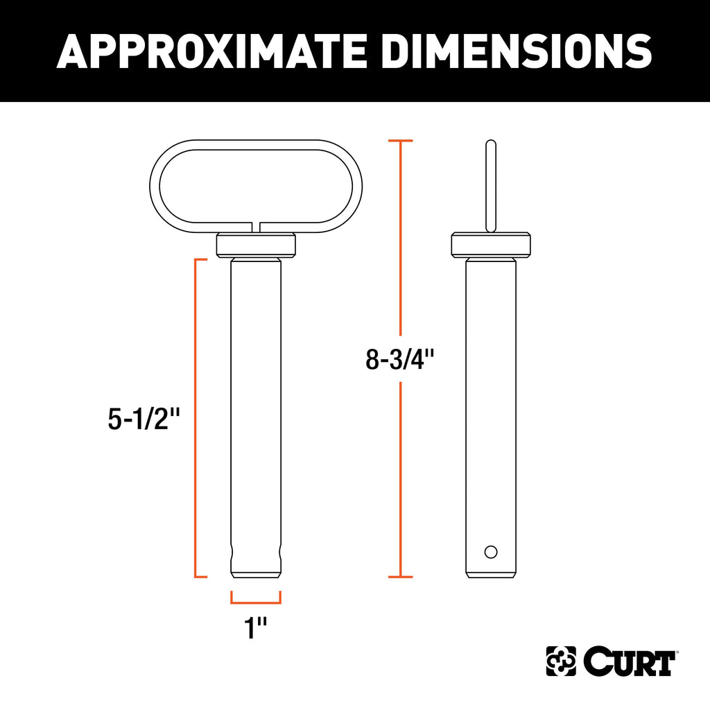 CURT 45803 1" Clevis Pin with Handle and Clip