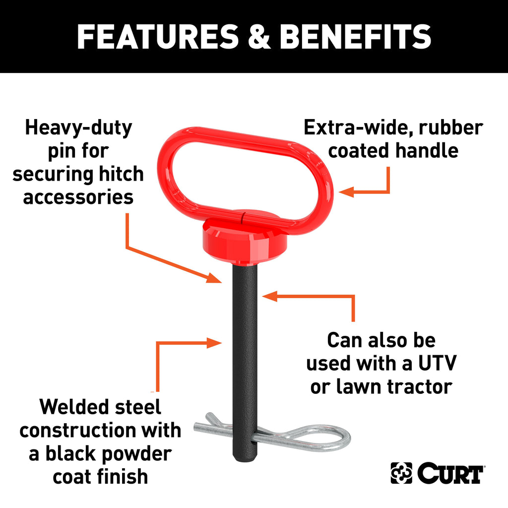 CURT 45805 1/2" Clevis Pin with Handle and Clip