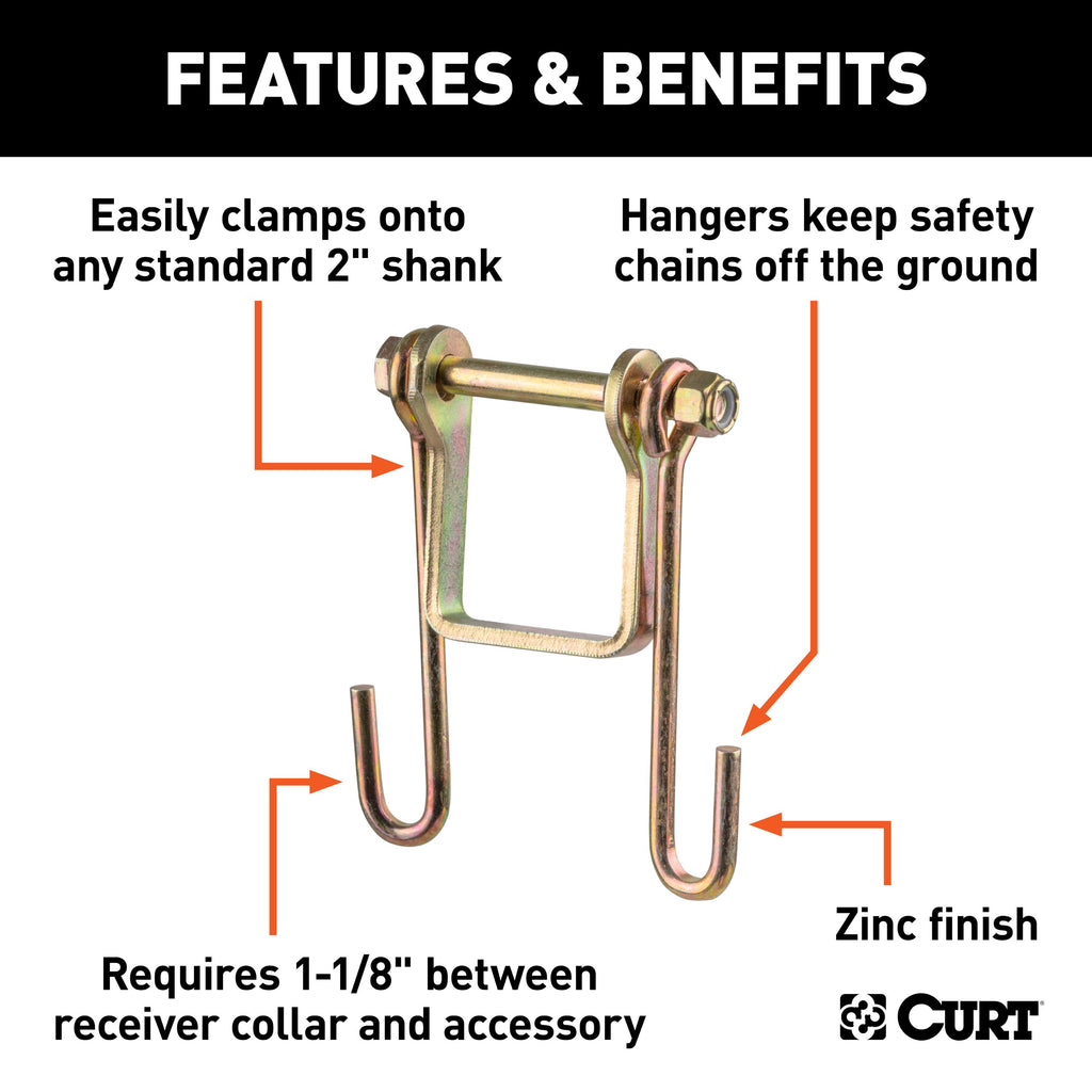 CURT 45806 Trailer Safety Chain Holder Bracket (2" Shank)
