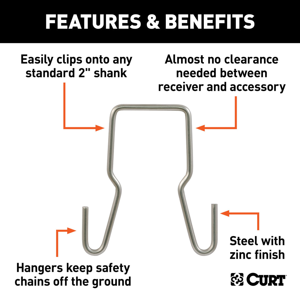 CURT 45807 Trailer Safety Chain Holder Bracket (2" Shank)
