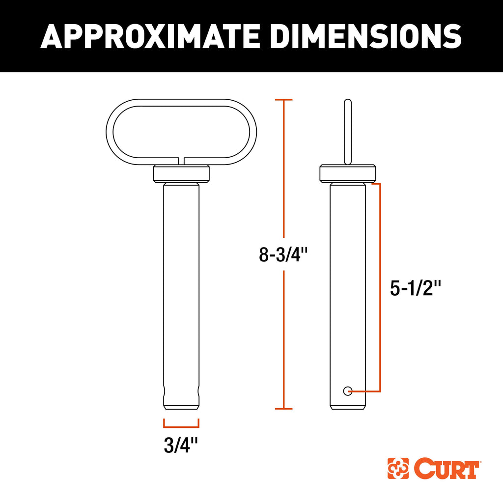 CURT 45809 3/4" Clevis Pin with Handle and Clip