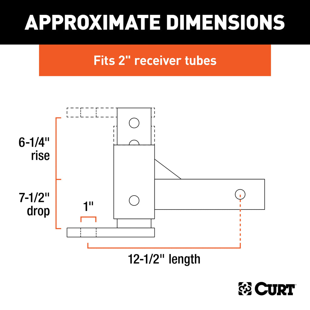 CURT 45812 Adjustable Ball Mount (2" Shank, 1" Ball Hole)