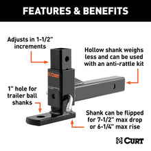 Load image into Gallery viewer, CURT 45812 Adjustable Ball Mount (2" Shank, 1" Ball Hole)
