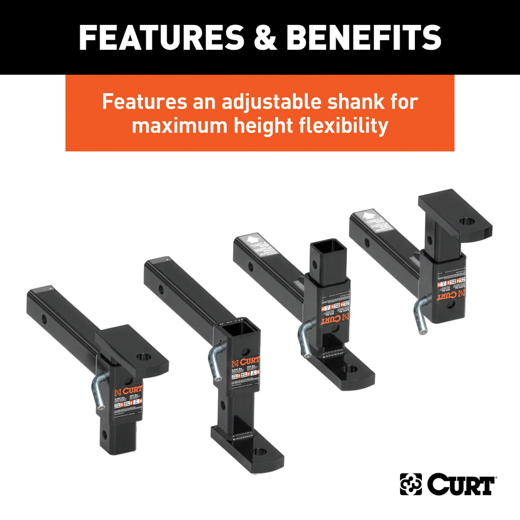 CURT 45812 Adjustable Ball Mount (2" Shank, 1" Ball Hole)