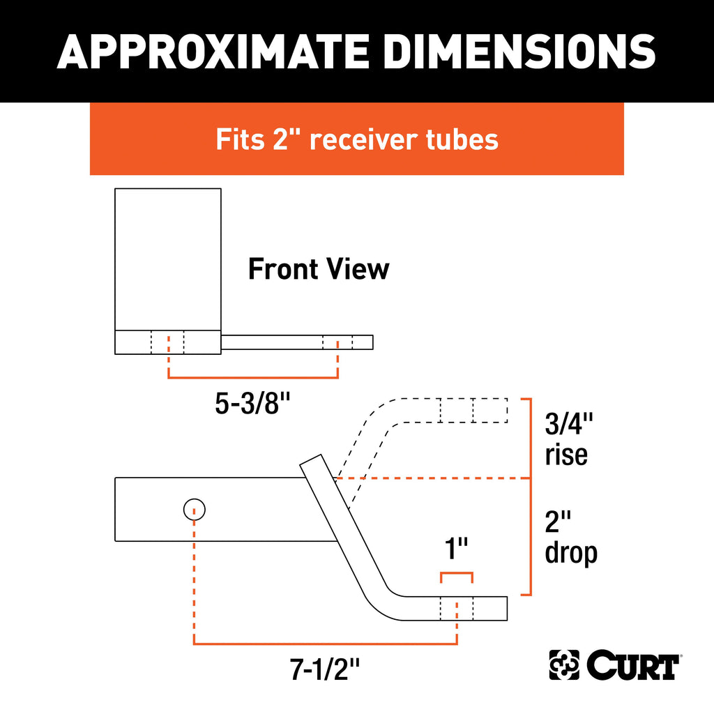 CURT 45820 Sway Tab Ball Mount (2" Shank, 7,500 lbs., 2" Drop)
