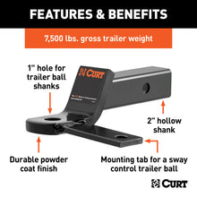 Load image into Gallery viewer, CURT 45820 Sway Tab Ball Mount (2" Shank, 7,500 lbs., 2" Drop)