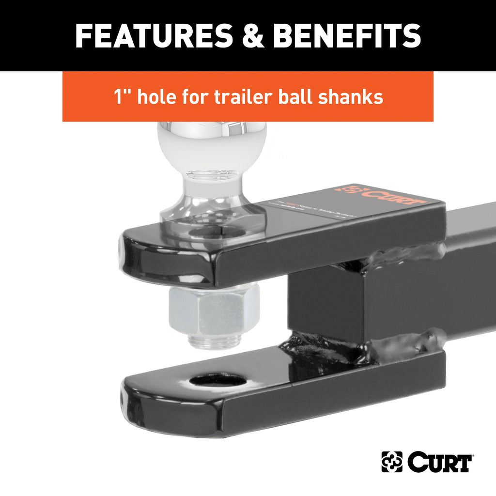 CURT 45821 Clevis Pin Ball Mount with 1" Diameter Pin (2" Shank, 6,000 lbs.)