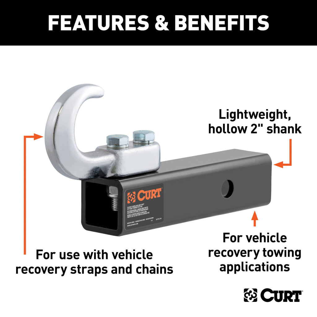 CURT 45825 Tow Hook Mount (10,000 lbs, 2" Shank)