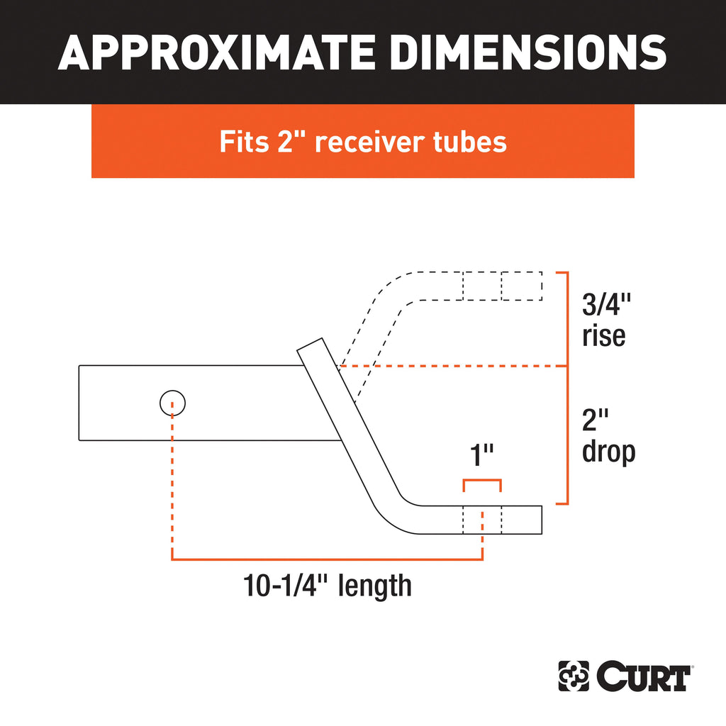 CURT 45840 Class 3 Ball Mount, Imported (2" Shank, 7,500 lbs., 2" Drop, 10-1/4" Long)