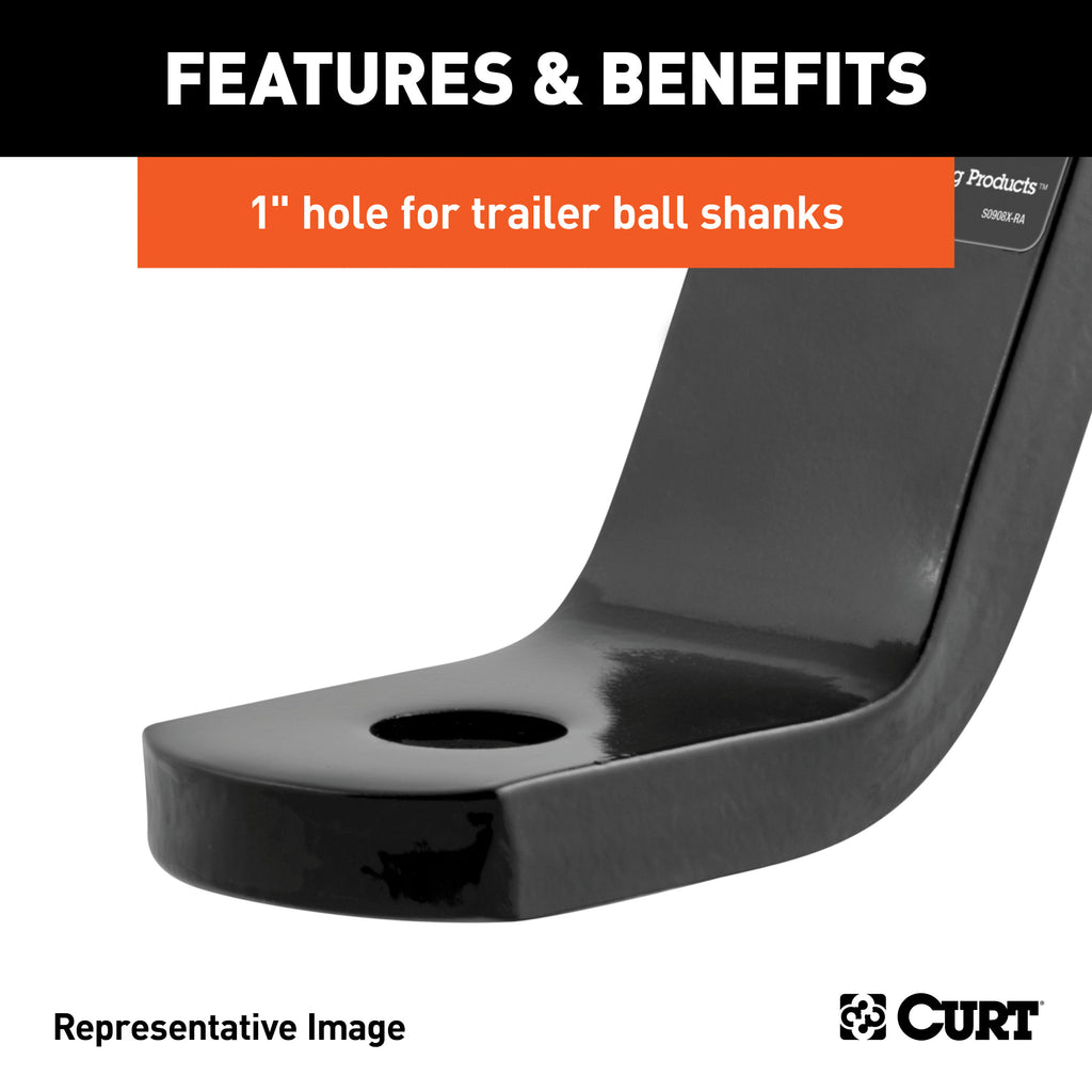 CURT 45840 Class 3 Ball Mount, Imported (2" Shank, 7,500 lbs., 2" Drop, 10-1/4" Long)
