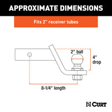 Load image into Gallery viewer, CURT 45856 Loaded Ball Mount with 2" Ball, Imported (2" Shank, 7,500 lbs., 4" Drop)