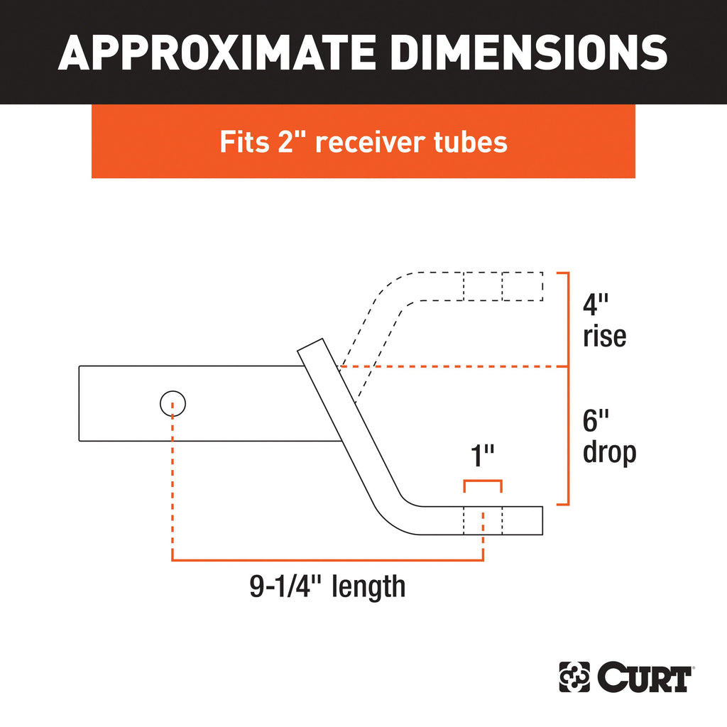 CURT 45870 Class 3 Ball Mount, Imported (2" Shank, 7,500 lbs., 6" Drop, 9-1/4" Long)