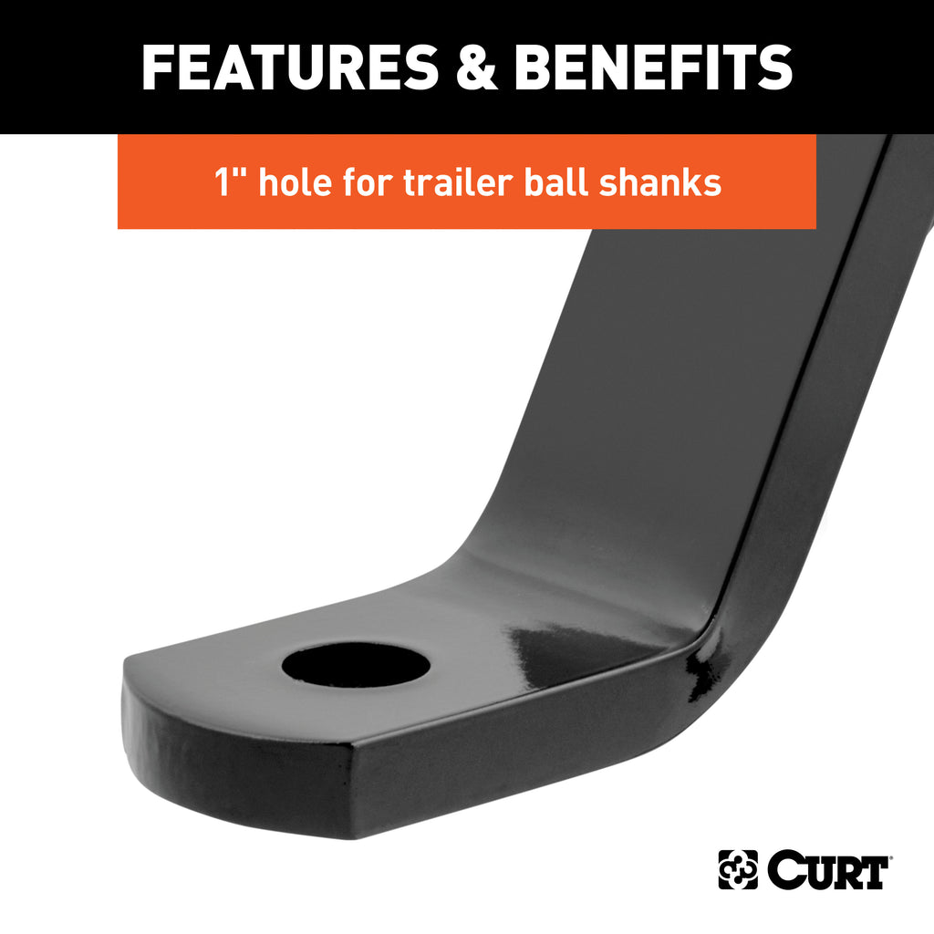 CURT 45893 Class 3 Ball Mount, Imported (2" Shank, 5,000 lbs., 10" Drop, 14" Long)
