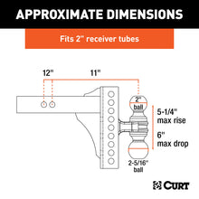 Load image into Gallery viewer, CURT 45900 Adjustable Channel Mount with Dual Ball (2" Shank, 14,000 lbs., 6" Drop)