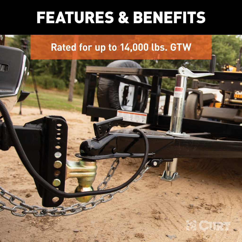 CURT 45900 Adjustable Channel Mount with Dual Ball (2" Shank, 14,000 lbs., 6" Drop)
